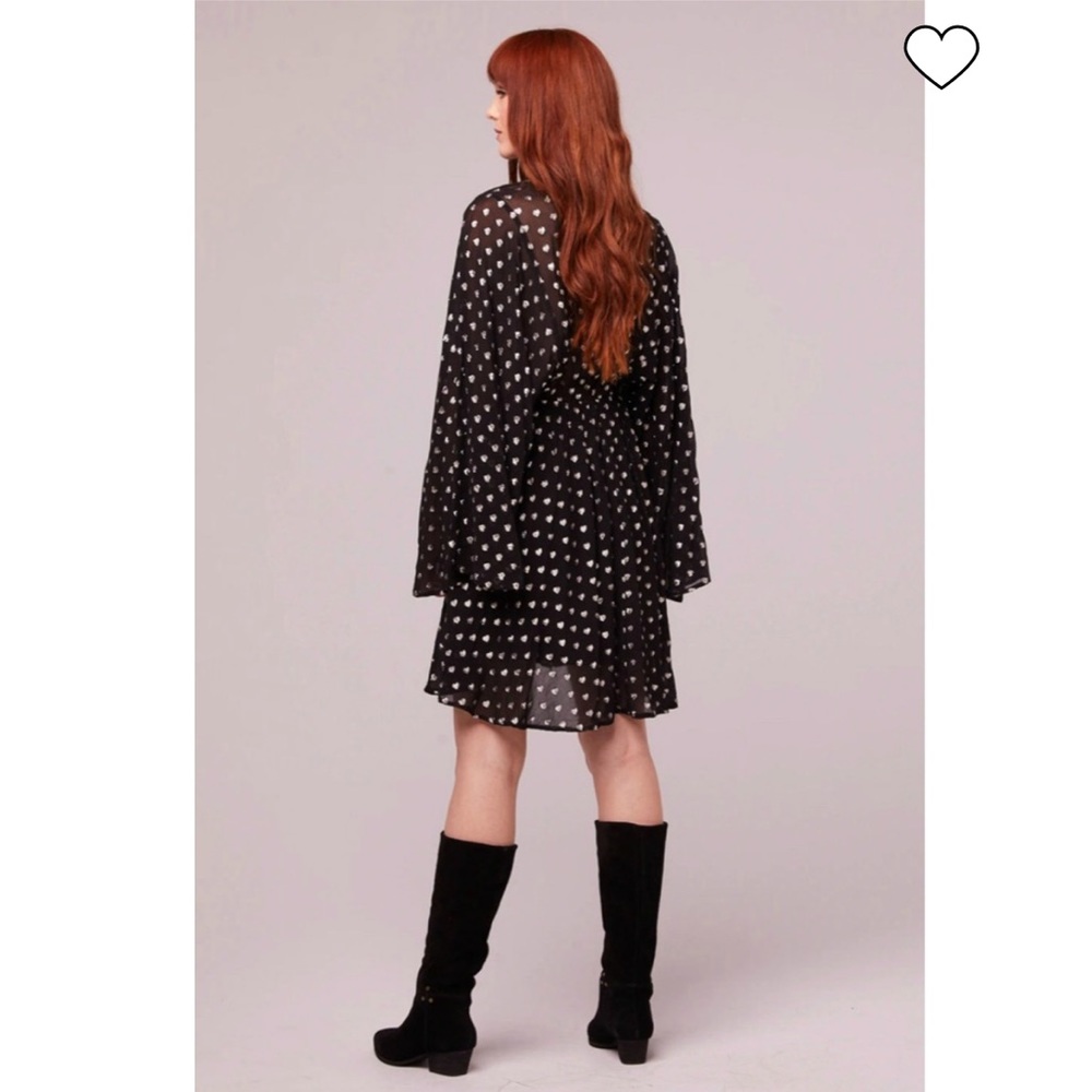 BAND OF GYPSIES BLACK METALLIC HEART MINI DRESS - Picture 9 of 11